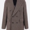 Capispalla>OUR LEGACY giacca doppiopetto Sharp DB in lino e cotone Marrone