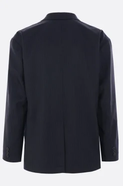 Capispalla>COMME DES GARÇONS HOMME giacca in lana a righe e tela Blu