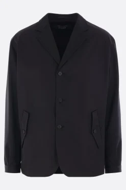Capispalla>COMME DES GARÇONS HOMME giacca in lana gessata e cotone tecnico Nero