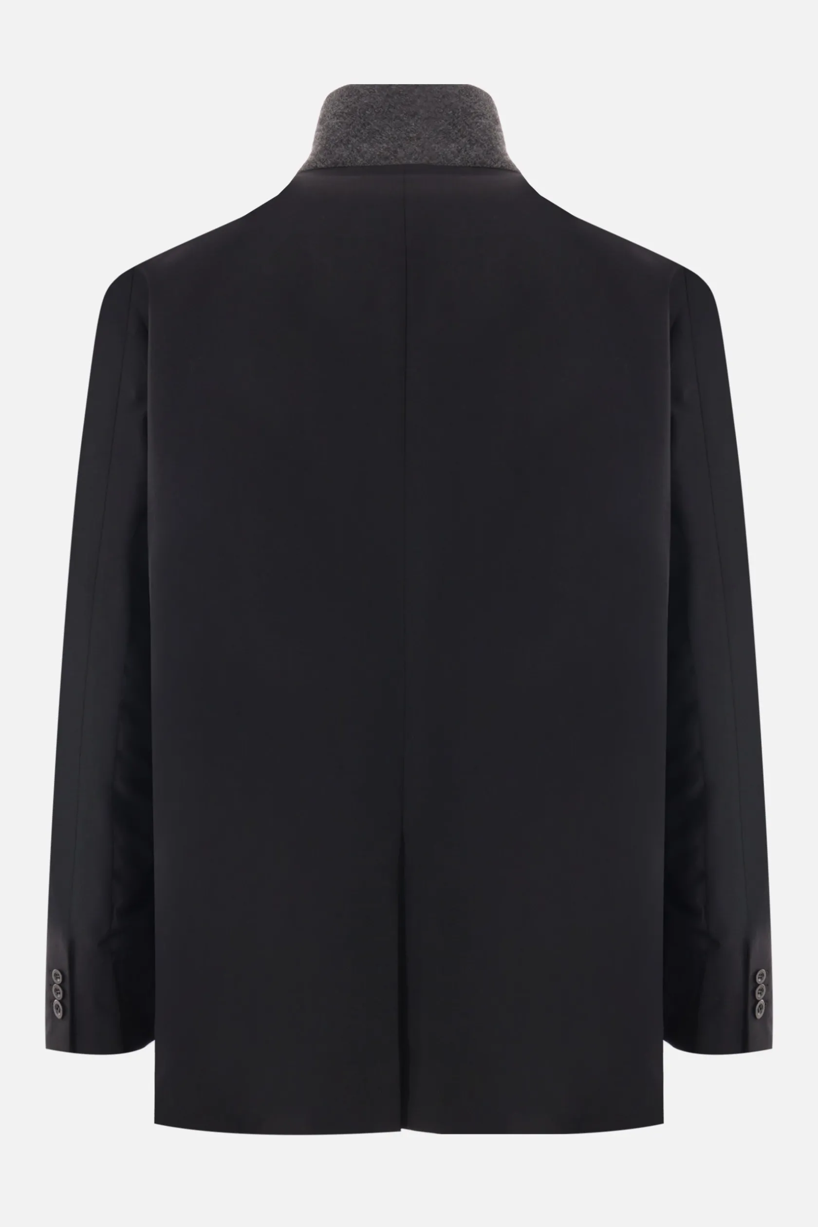Capispalla>SACAI giacca in misto lana e nylon Nero