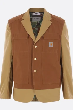 Capispalla>JUNYA WATANABE MAN giacca monopetto in canvas Marrone