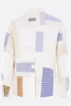 Capispalla>JUNYA WATANABE MAN giacca monopetto in cotone patchwork Bianco