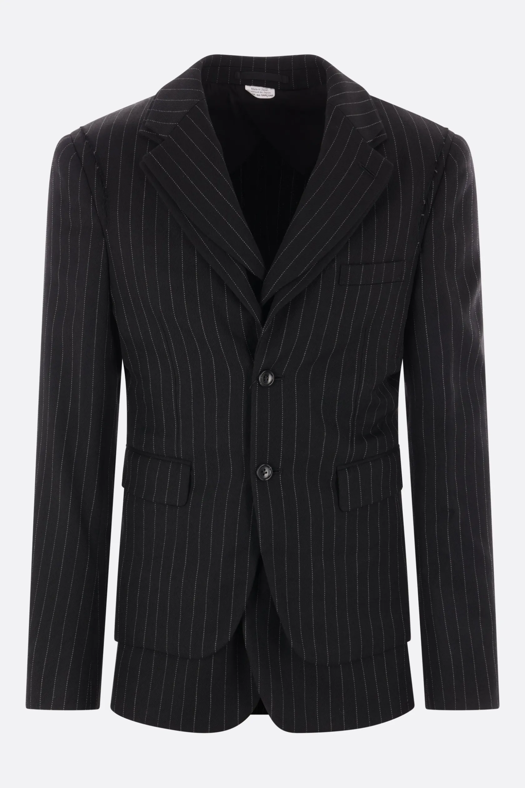 Capispalla>COMME DES GARÇONS HOMME PLUS giacca monopetto in lana gessata Nero