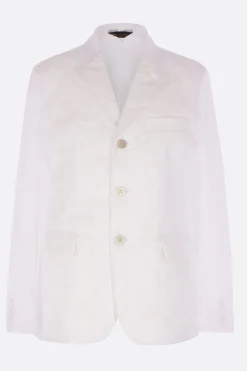 Capispalla>COMME DES GARÇONS giacca monopetto in mesh con dettagli floreali Bianco
