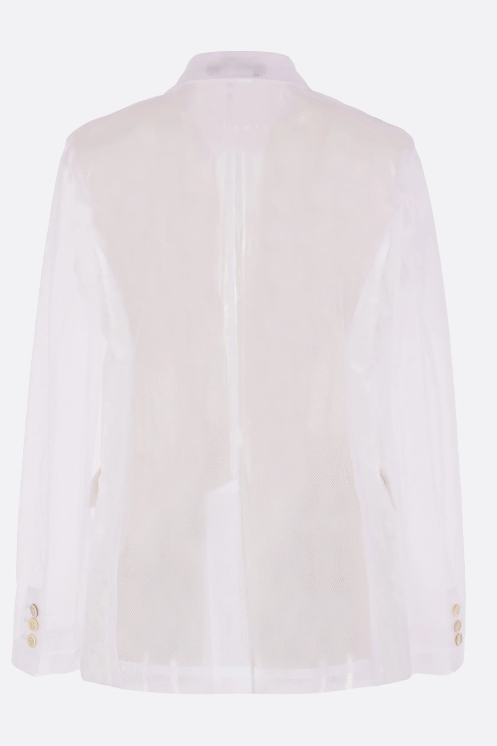 Capispalla>COMME DES GARÇONS giacca monopetto in mesh con dettagli floreali Bianco