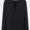 Capispalla>JIL SANDER giacca monopetto in misto seta Nero