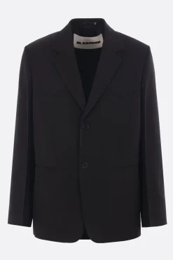 Capispalla>JIL SANDER giacca monopetto in misto seta Nero