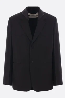 Capispalla>JIL SANDER giacca monopetto in misto seta Nero