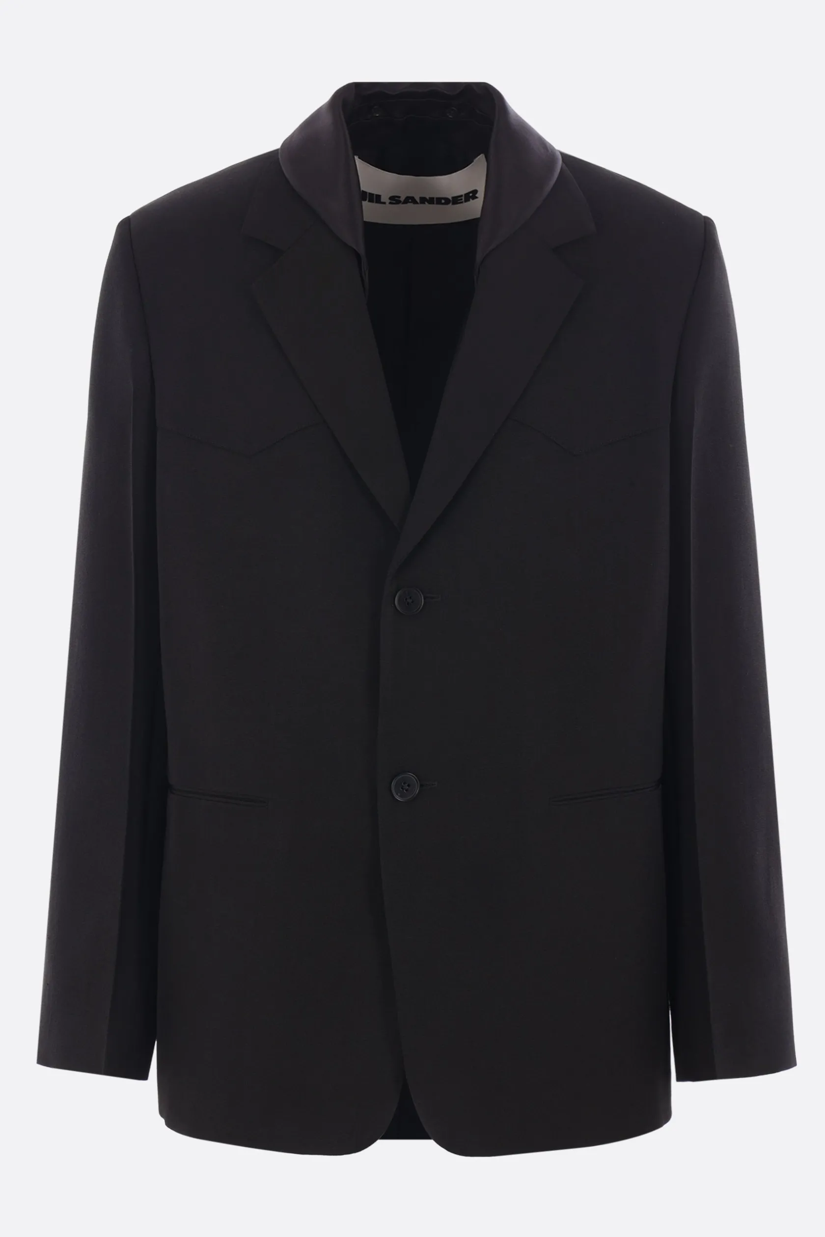 Capispalla>JIL SANDER giacca monopetto in misto seta Nero