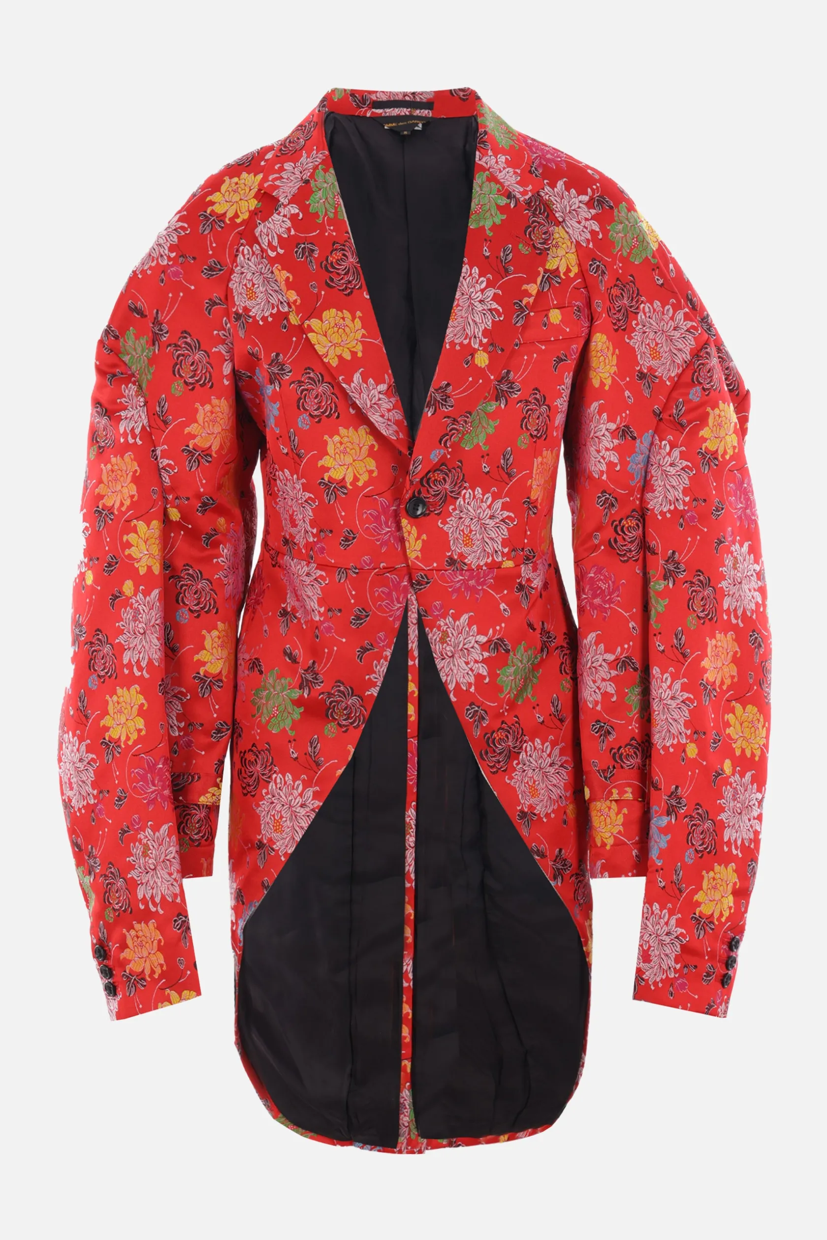 Capispalla>COMME DES GARÇONS giacca monopetto in raso jaquard Rosso