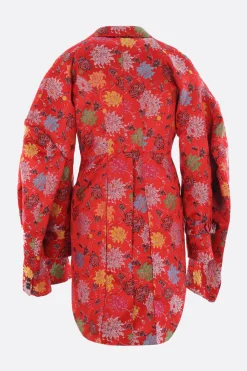 Capispalla>COMME DES GARÇONS giacca monopetto in raso jaquard Rosso