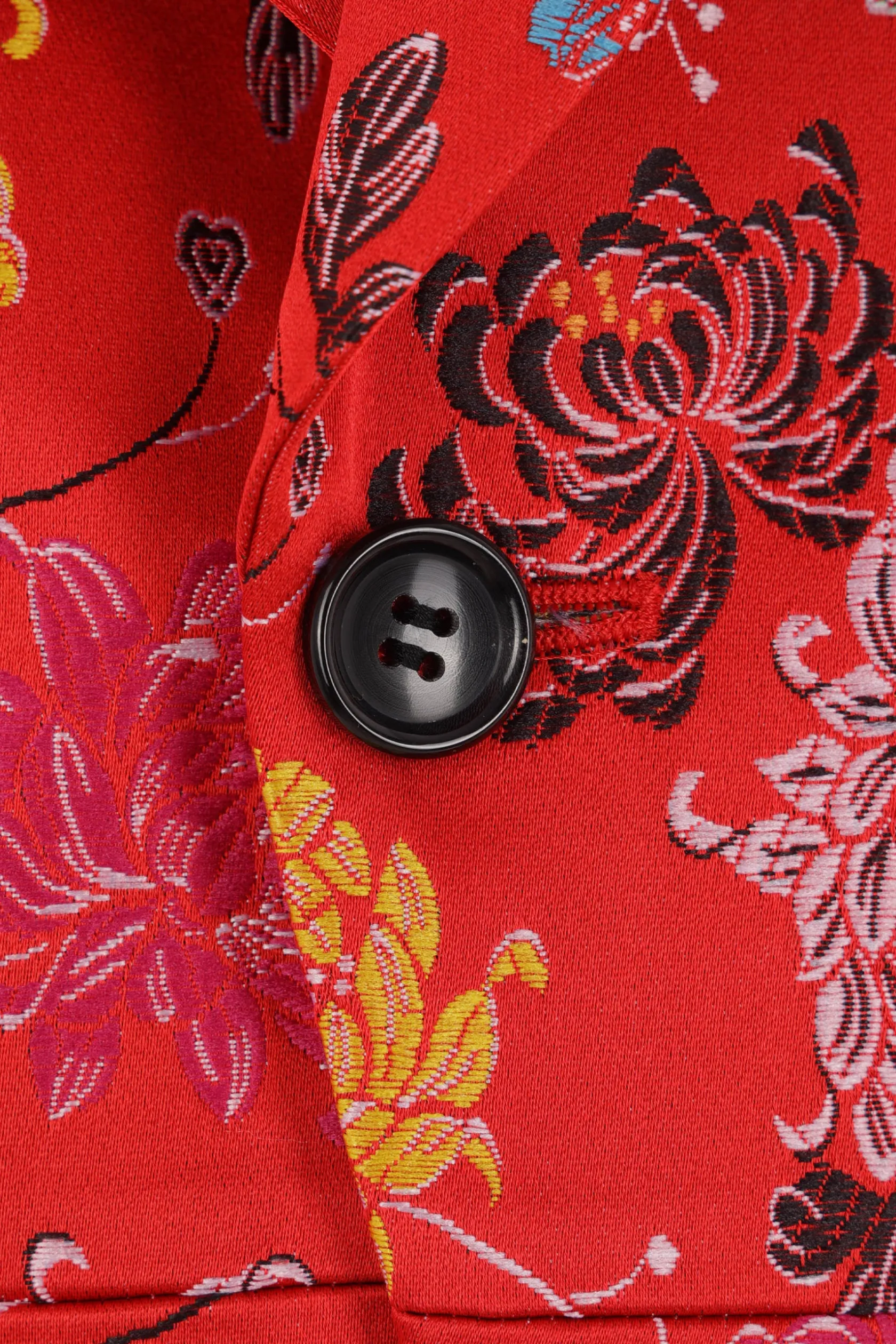 Capispalla>COMME DES GARÇONS giacca monopetto in raso jaquard Rosso