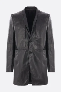 Capispalla>RICK OWENS giacca monopetto Lido in pelle Nero