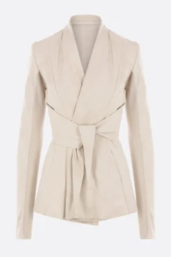 Capispalla>RICK OWENS giacca Strutter in pelle e maglia Bianco