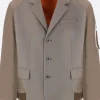Capispalla>SACAI giacca Suiting Bonding Mix in misto lana e twill Neutro