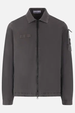Capispalla>STONE ISLAND giacca-camicia in cotone stretch Grigio