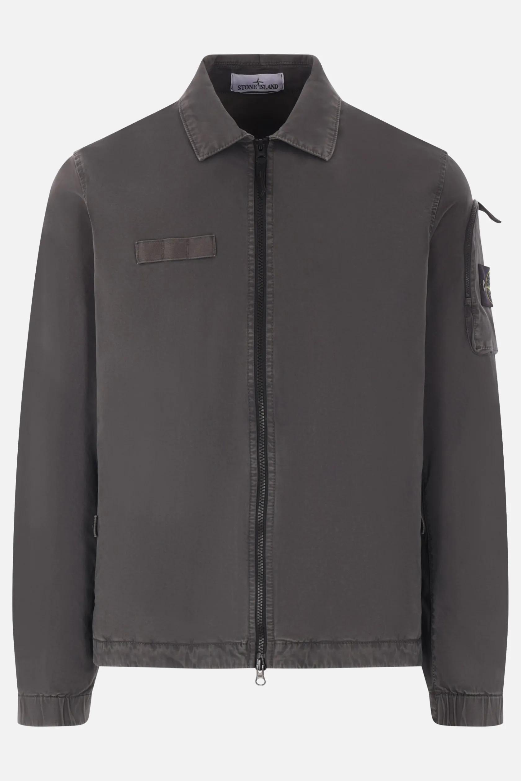 Capispalla>STONE ISLAND giacca-camicia in cotone stretch Grigio