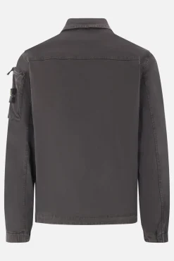 Capispalla>STONE ISLAND giacca-camicia in cotone stretch Grigio