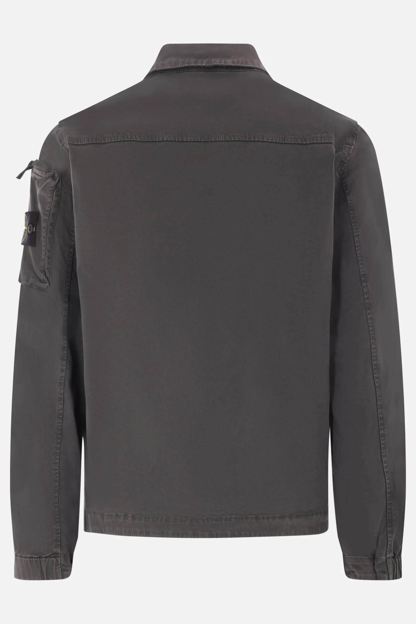 Capispalla>STONE ISLAND giacca-camicia in cotone stretch Grigio