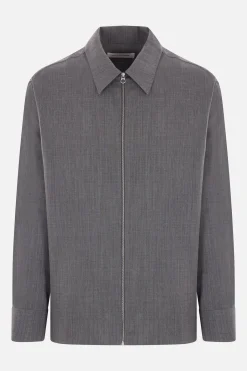 Capispalla>JIL SANDER giacca-camicia in lana leggera Grigio
