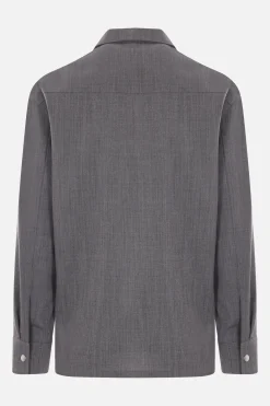 Capispalla>JIL SANDER giacca-camicia in lana leggera Grigio