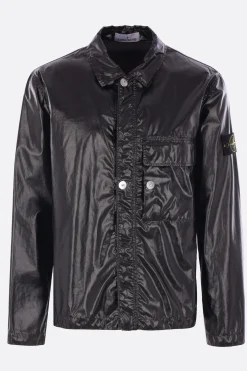 Capispalla>STONE ISLAND giacca-camicia in Mussola Gommata -TC Nero