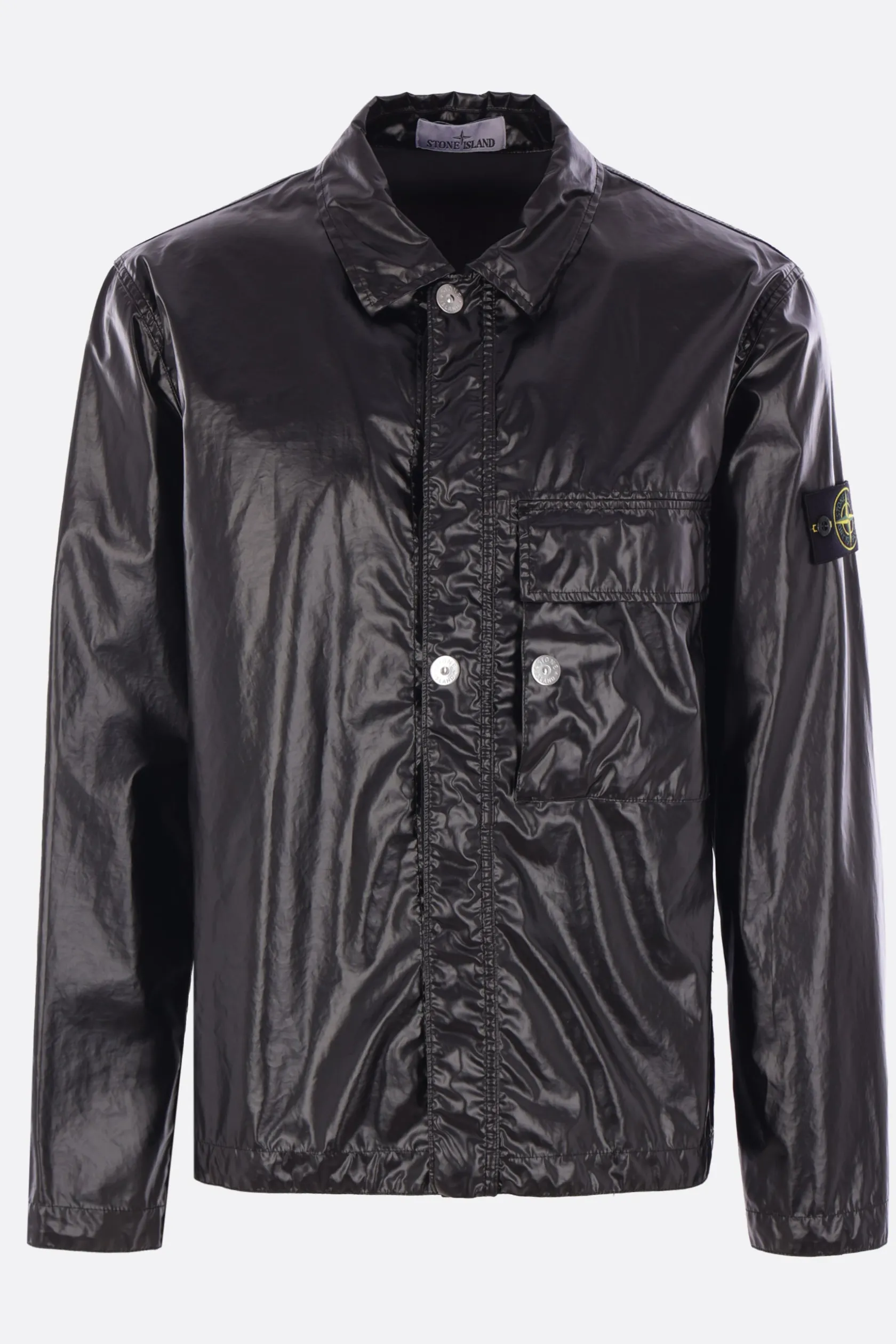 Capispalla>STONE ISLAND giacca-camicia in Mussola Gommata -TC Nero