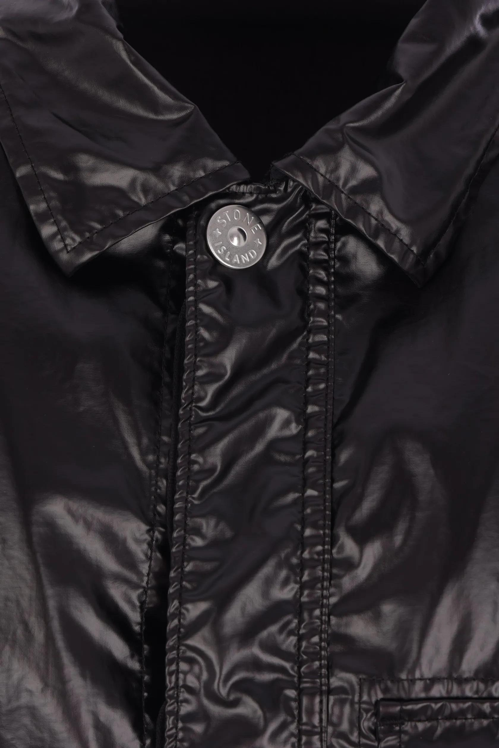 Capispalla>STONE ISLAND giacca-camicia in Mussola Gommata -TC Nero