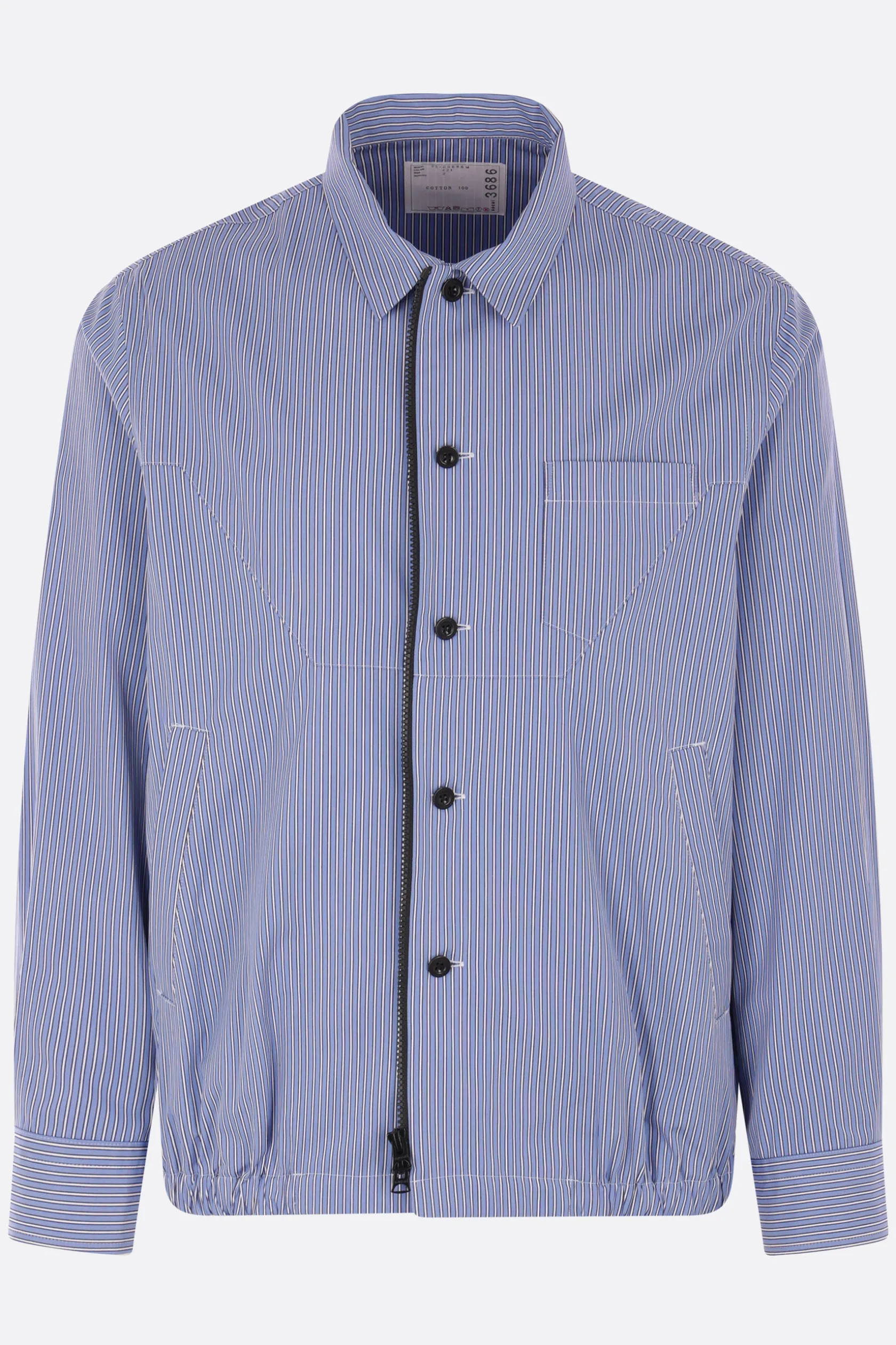 Capispalla>SACAI giacca-camicia in popeline a righe Blu