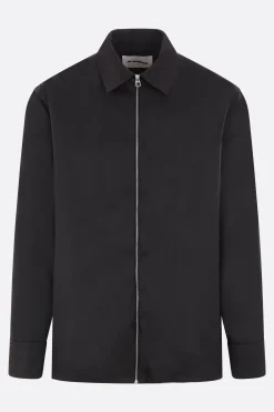 Capispalla>JIL SANDER giacca-camicia in twill di nylon Nero