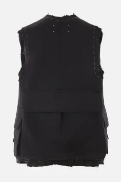Capispalla>MAISON MARGIELA gilet cargo in lana Grigio