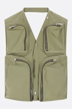 Capispalla>RICK OWENS gilet cargo in nylon Verde
