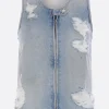 Topwear>MM6 gilet in denim effeto sdrucito Blu