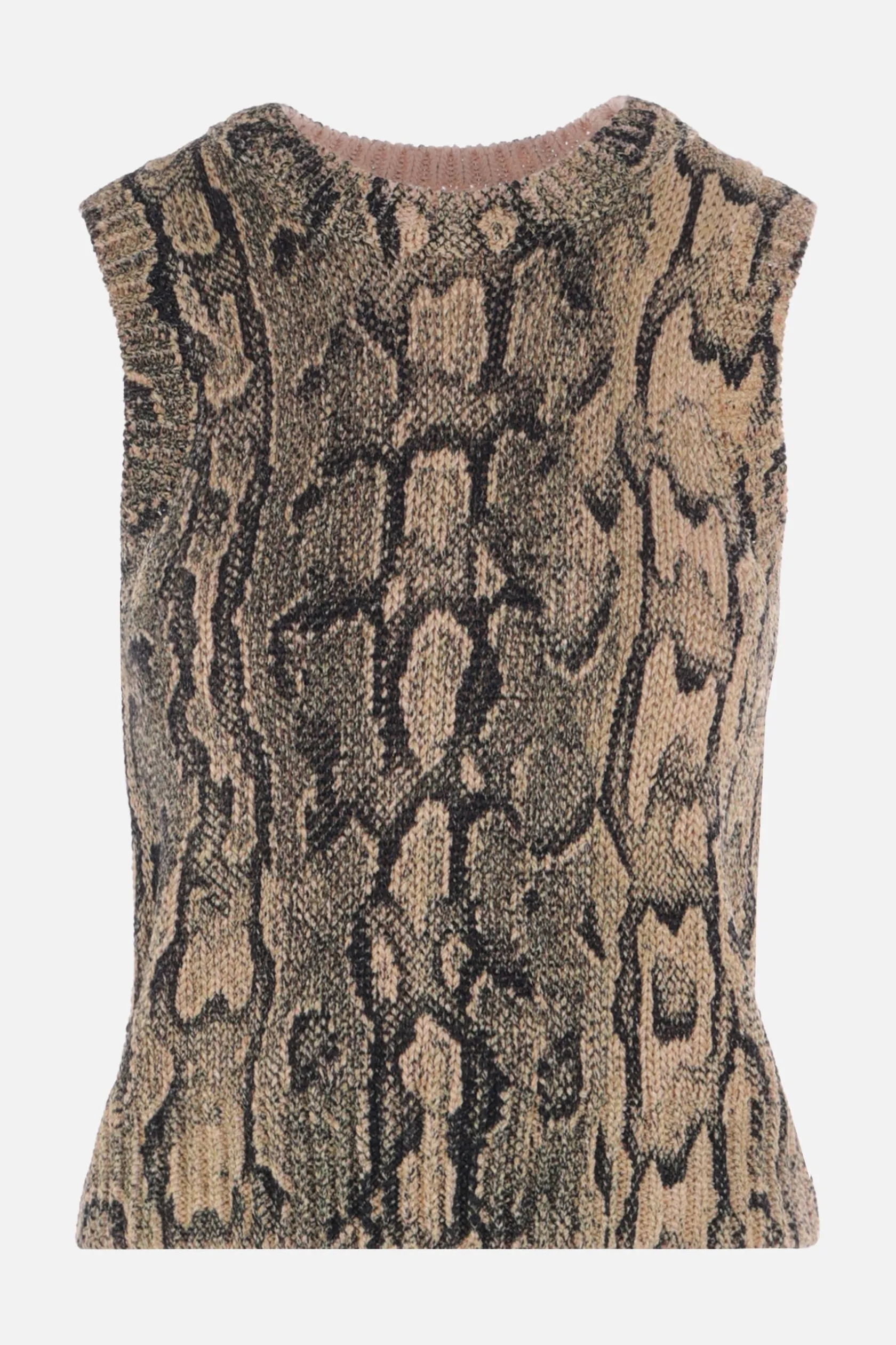 Topwear>DRIES VAN NOTEN gilet in maglia a motivo animalier Neutro