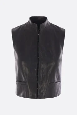 Capispalla>ANN DEMEULEMEESTER gilet monopetto Gia in pelle Nero