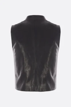 Capispalla>ANN DEMEULEMEESTER gilet monopetto Gia in pelle Nero