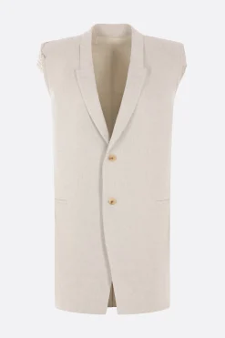 Capispalla>RICK OWENS gilet oversize in denim Bianco