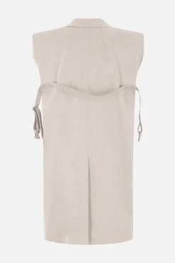 Capispalla>RICK OWENS gilet oversize in denim Bianco