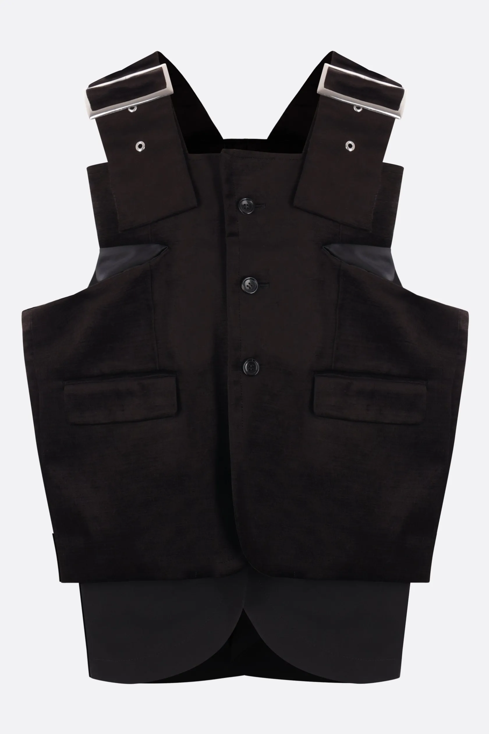 Capispalla>COMME DES GARÇONS gilet oversize in velluto e cady stretch Nero