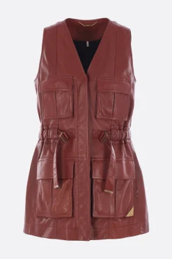 Capispalla>CHLOÉ gilet utilitario in pelle Marrone