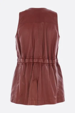 Capispalla>CHLOÉ gilet utilitario in pelle Marrone