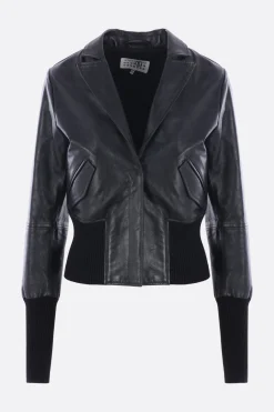 Capispalla>MM6 giubbotto bomber in pelle Nero