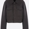 Capispalla>LEMAIRE giubbotto cropped in denim resinato Marrone