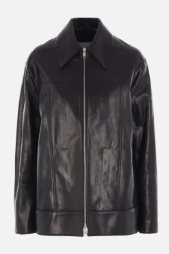 Capispalla>JIL SANDER giubbotto full-zip in pelle Nero