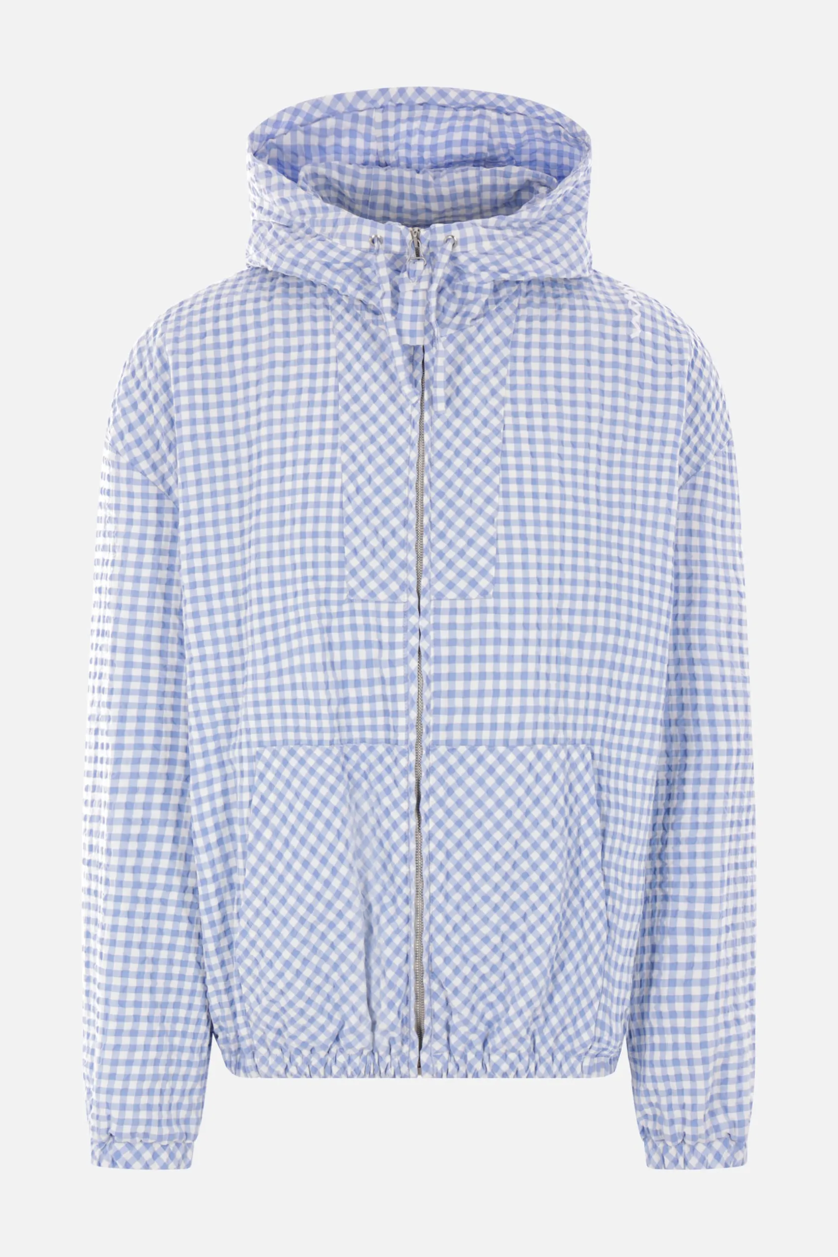 Capispalla>MARNI giubbotto full-zip in seersucker a quadretti Blu