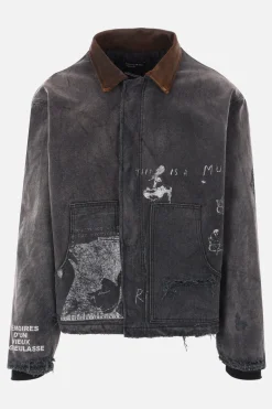 Capispalla>ENFANTS RICHES DEPRIMES giubbotto imbottito Chore in canvas distressed Nero