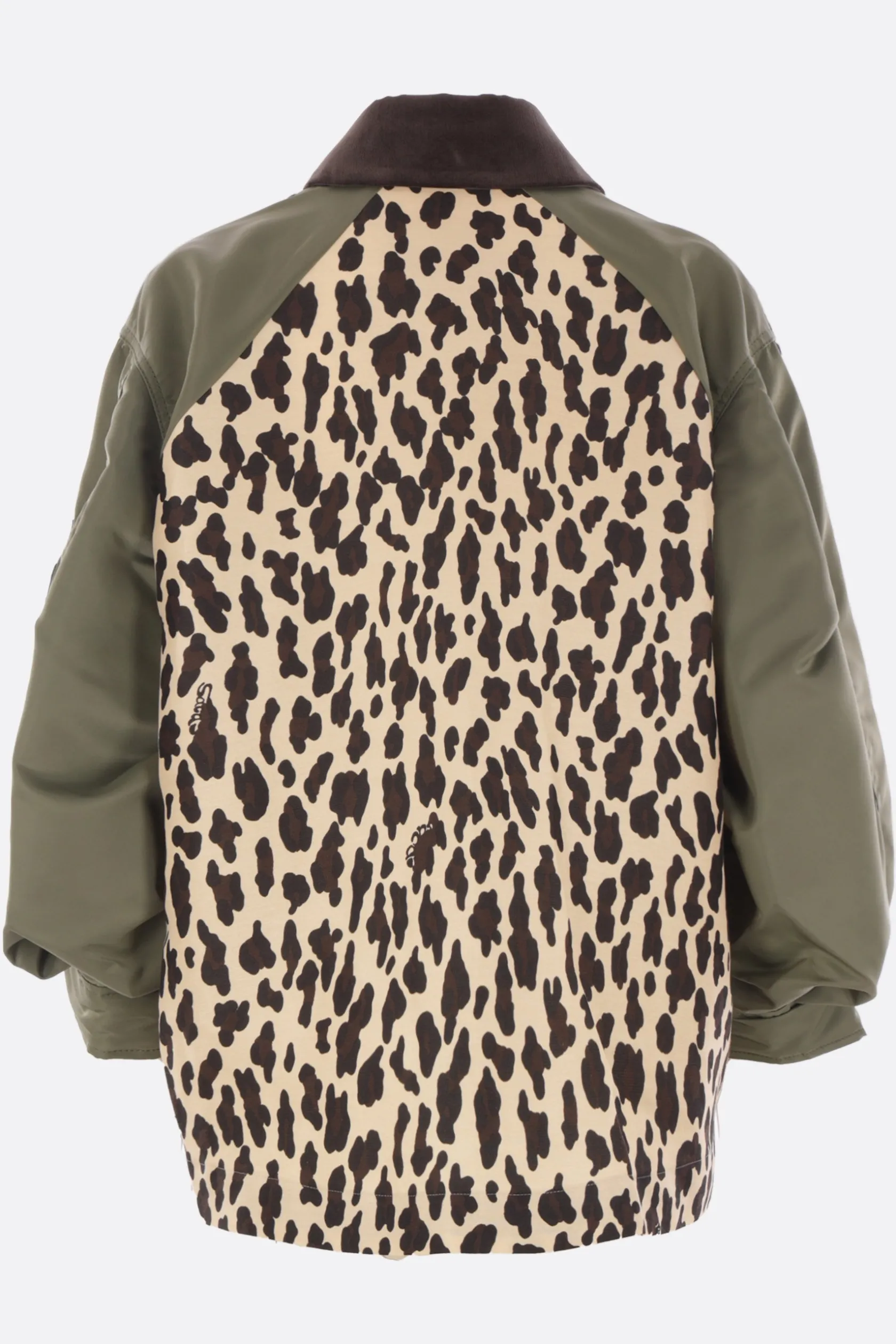 Capispalla>SACAI giubbotto in tela stampata e nylon Marrone