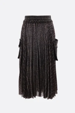 Gonne>SACAI gonna a portafoglio in raso plissé e tweed Multicolor