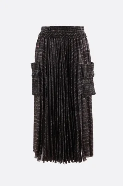 Gonne>SACAI gonna a portafoglio in raso plissé e tweed Multicolor