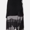 Gonne>SACAI gonna asimmetrica in misto lana con cintura Nero